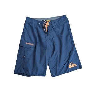 Quiksilver Men's Blue Solid Drawstrings Water Repellent Board Shorts Size 29 Wai